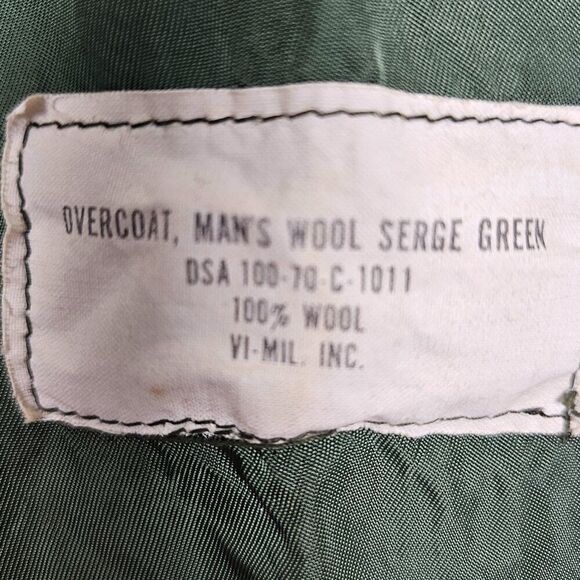 Overcoat Wool Serge Green Men's 38L USMC Marine Core Army Trench Coat Vintage - Picture 12 of 15